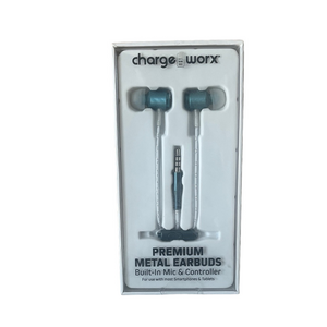 Chargeworx Premium Metal blue Earbuds